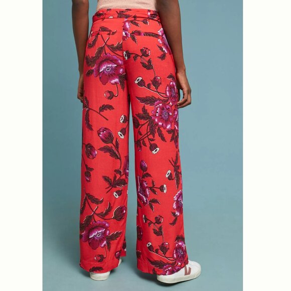 Anthropologie Margo Wide Leg Trousers Boho Floral Pants Flowy Straight Feminine - Picture 3 of 11
